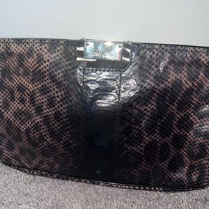 Jimmy Choo Black and Brown Animal Print Clutch
